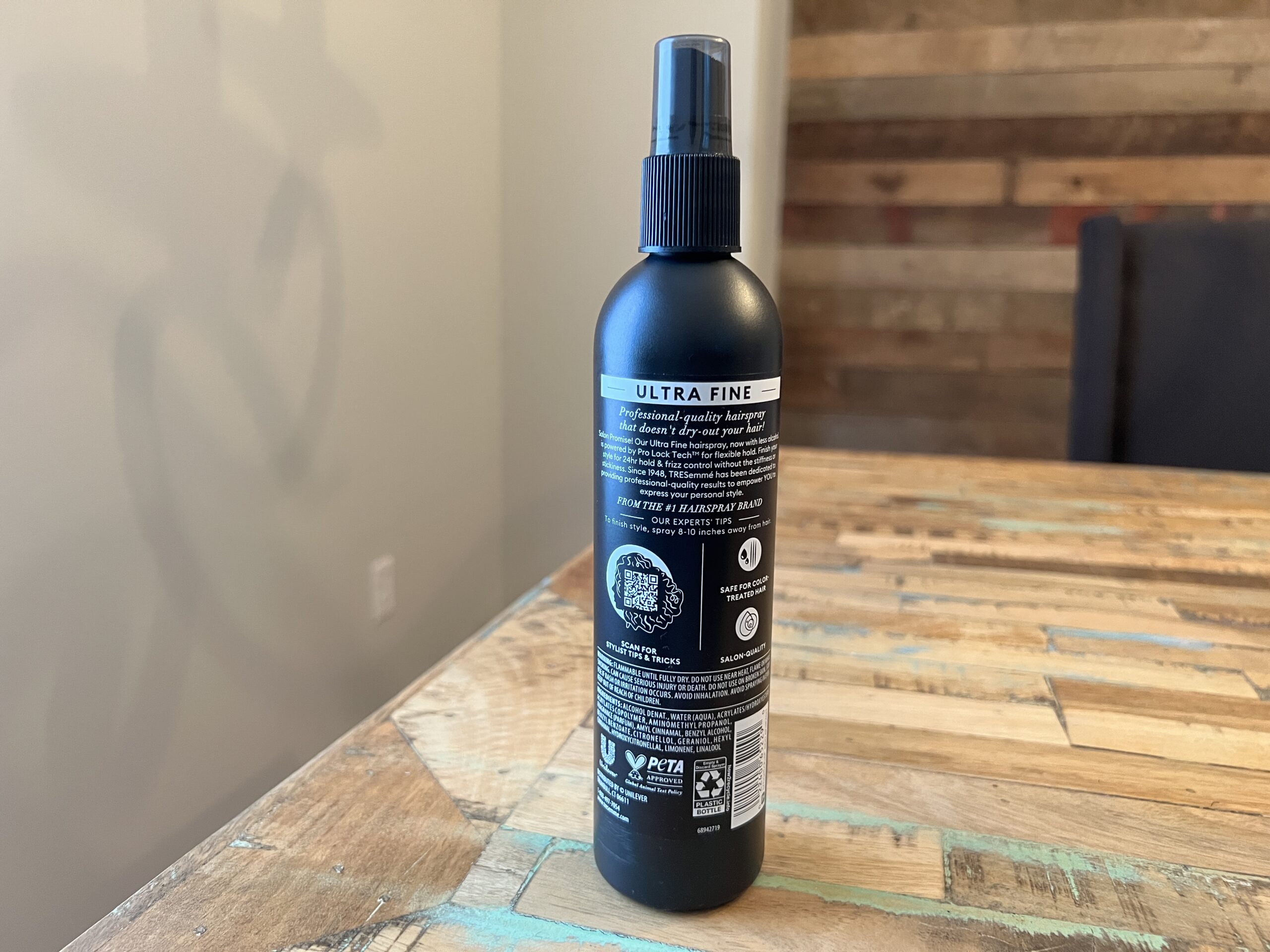 TRESemmé Used by Professionals is an ultra-fine professional-quality hairspray that doesn't dry out your hair!