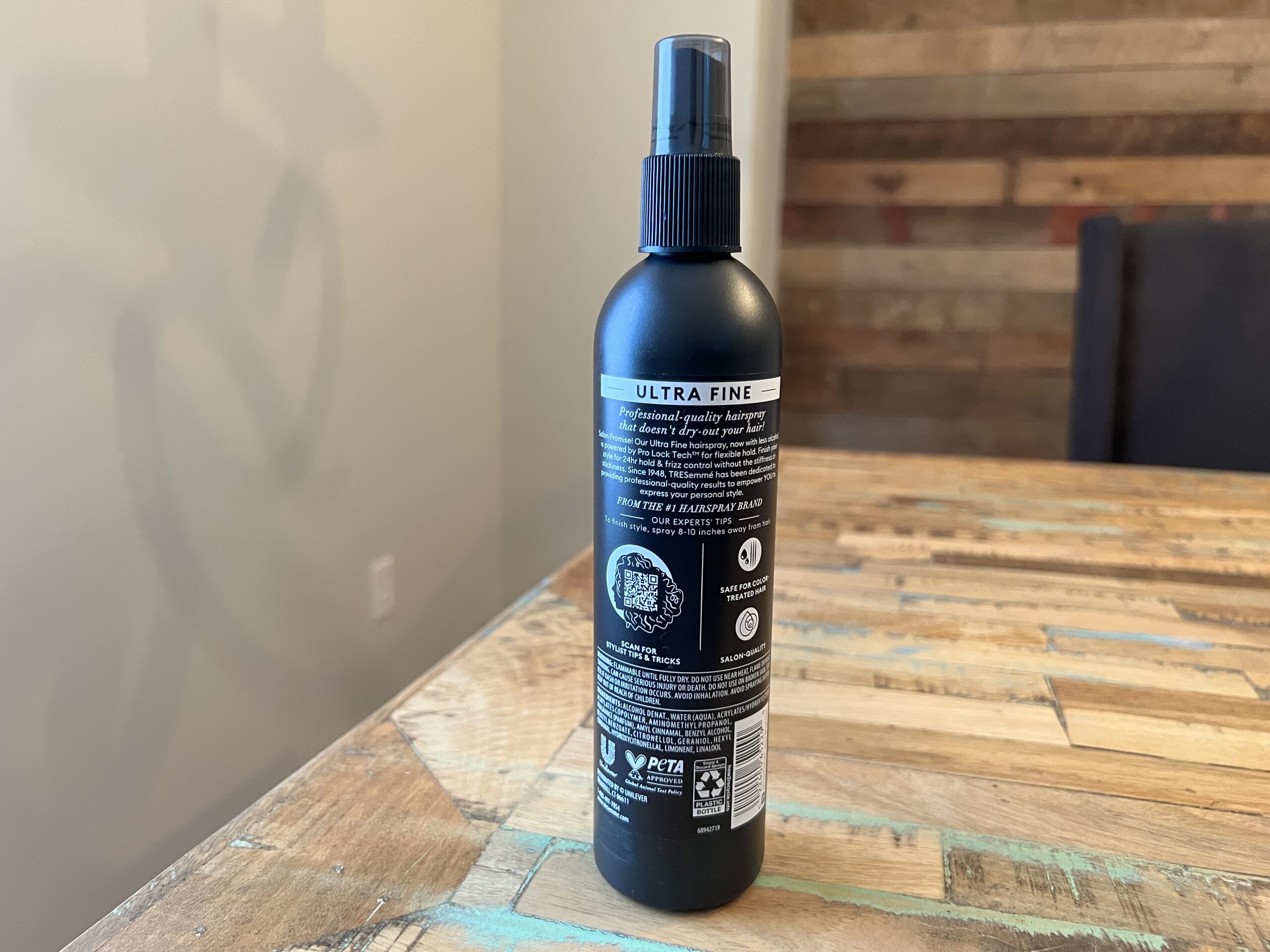 TRESemmé Used by Professionals is an ultra-fine professional-quality hairspray that doesn't dry out your hair!