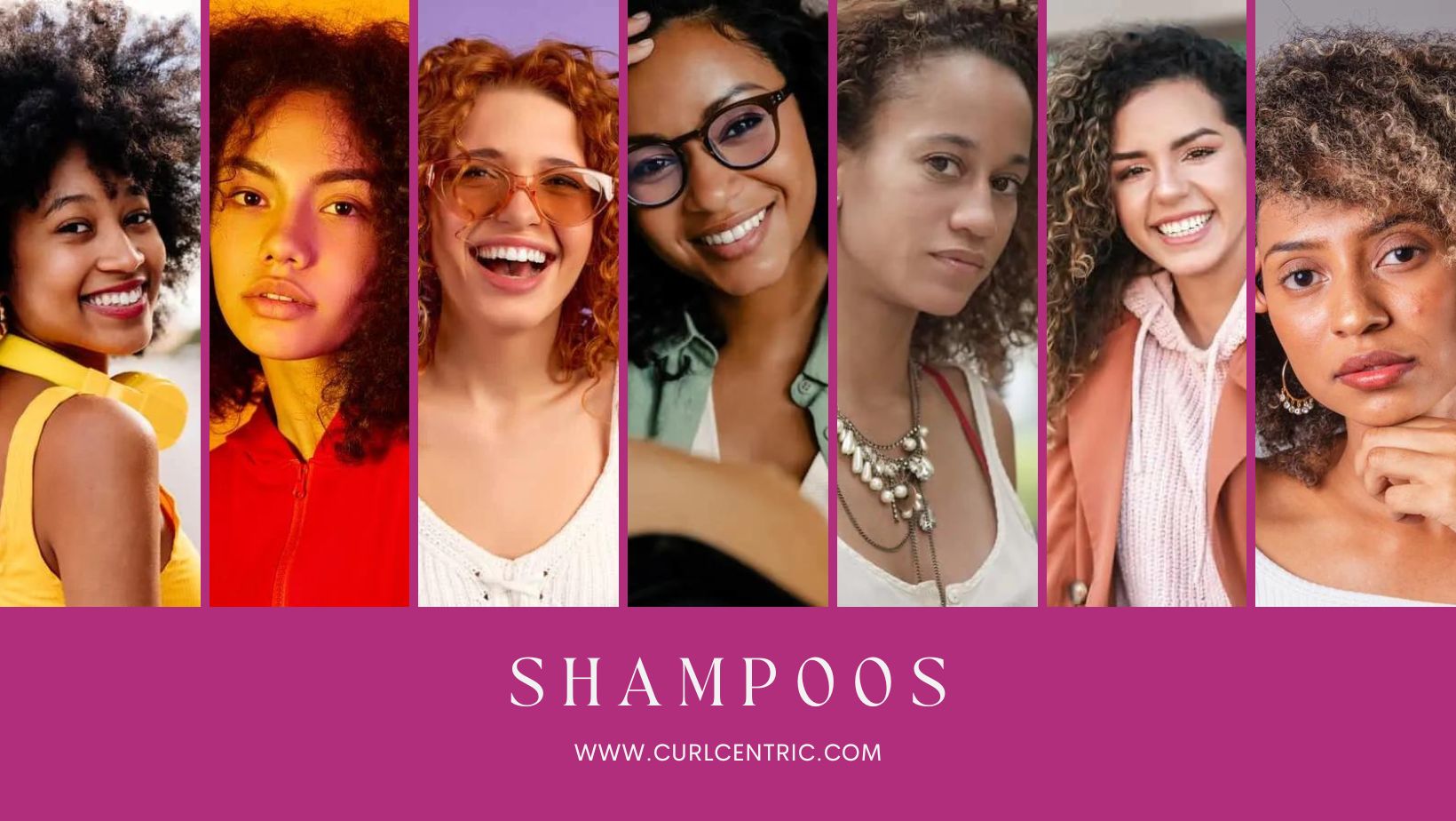 Diverse women with radiant, healthy curls of different textures and volumes after using and testing various shampoos.