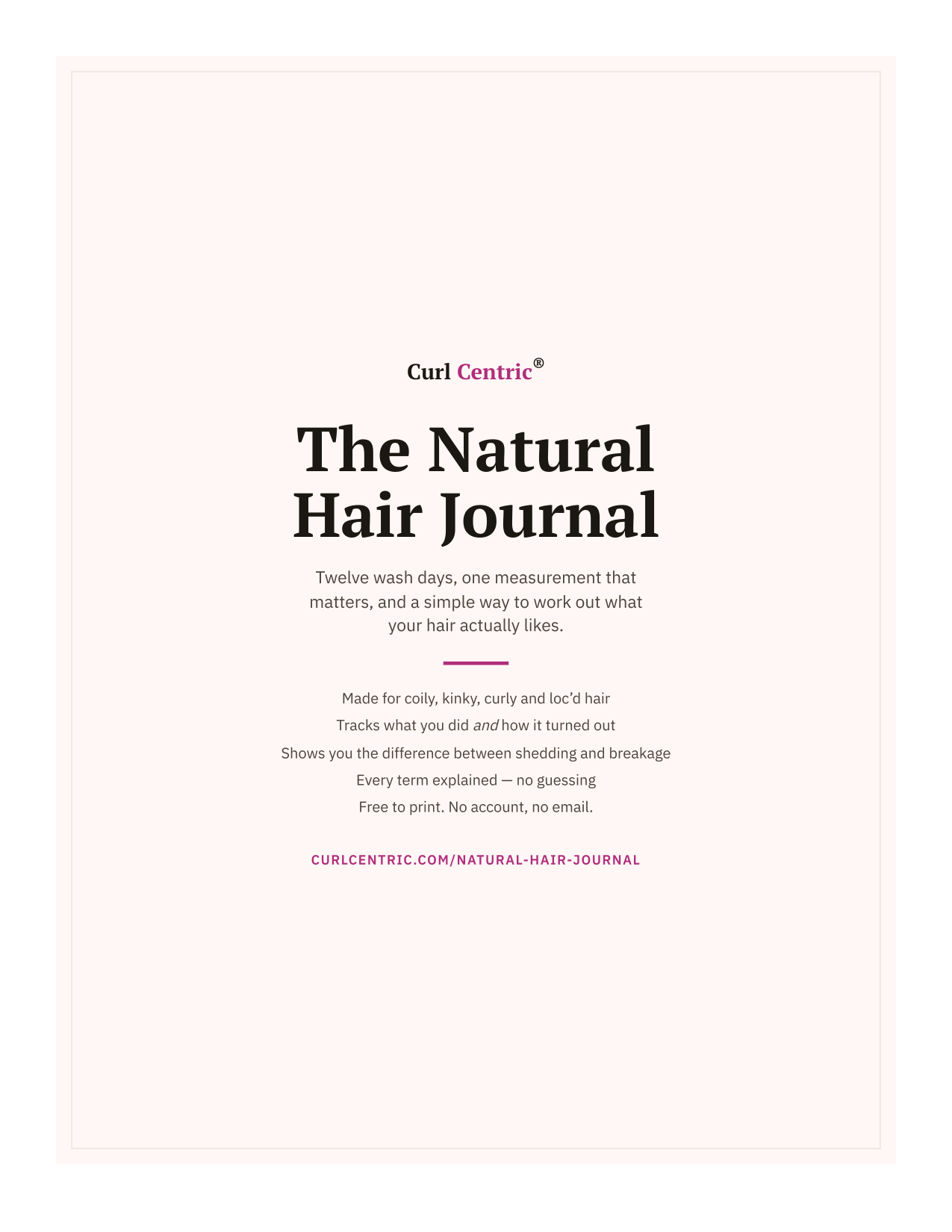 The cover of the Natural Hair Journal.