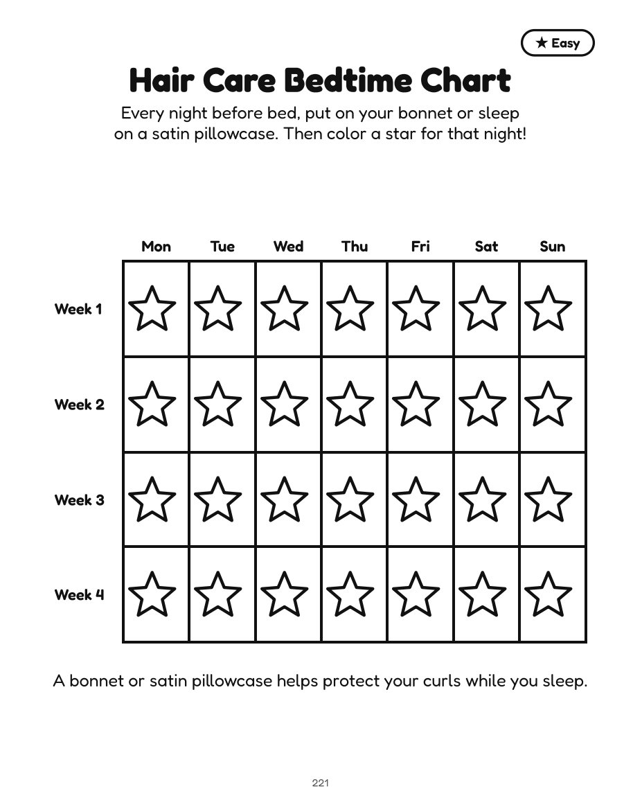 A four-week chart of stars to color each night