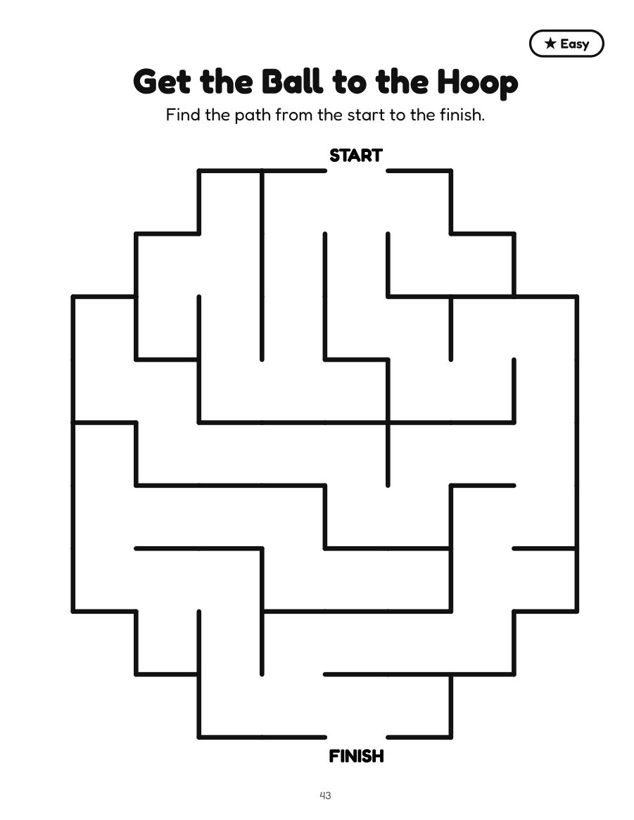 Basketball maze titled Get the Ball to the Hoop, rated Easy